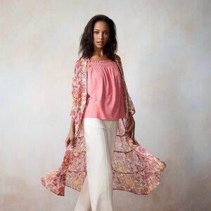 ✨LC Lauren Conrad tiered mixed print duster bohemian vibe one size fits most✨